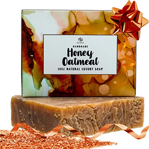 Suona Oatmeal Honey Goat Milk Soap - Natural Organic Soap Bar for Face & Body With All Skin Types. All Natural Ingredients With Coconut & Olive Oil + Shea Butter