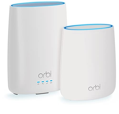 NETGEAR Orbi Built-in-Modem Whole Home Mesh WiFi System with All-in-one Cable Modem and WiFi Router and Single Satellite Extender with speeds up to 2.2 Gbps Over 4,000 sq. feet, AC2200 (CBK40)