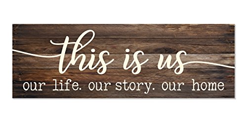 Book Cover This is Us Our Life Our Story Our Home Rustic Wood Wall Sign 6x18 (Brown)