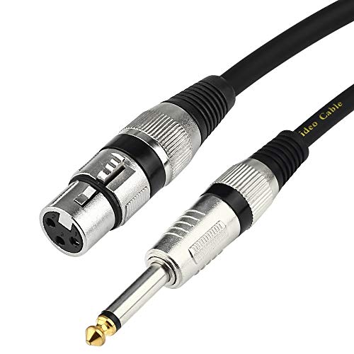 TISINO Female XLR to 1/4 (6.35mm) TS Mono Jack Unbalanced Microphone Cable Mic Cord for Dynamic Microphone - 16 FT/5 Meters