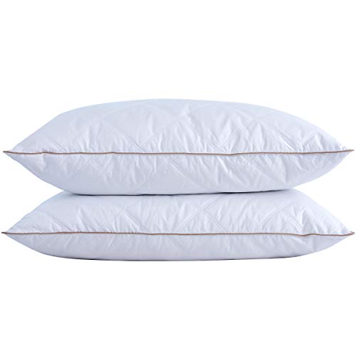 Book Cover puredown Natural Goose Down Feather Pillows for Sleeping with 100% Cotton Pillow Downproof Cover White Set of 2 King Size