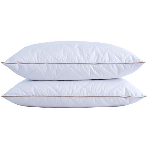 puredown Natural Goose Down Feather Pillows for Sleeping with 100% Cotton Pillow Downproof Cover White Set of 2 King Size