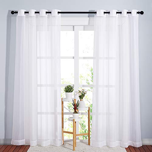 Book Cover NICETOWN Patio Door Sheer Curtain - Vertical Voile Drape, Extra Wide Curtain Panel Window Treatment for Sliding Glass Door (White, 1 Piece, W100 x L84 inches)