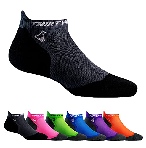 Thirty48 Ultralight Athletic Running Socks for Men and Women with Seamless Toe, Moisture Wicking, Cushion Padding