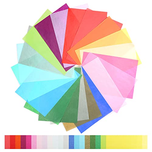Naler 200 Sheets 20 Colors Art Tissue Paper Bulk for Gift Bags Gift Wrapping Tissue Paper for Crafts Decorative Tissue Paper Flower Pom Pom, 8"X11"