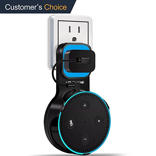 Book Cover LOVPHONE Outlet Wall Mount Hanger Stand for Amazon Alexa Echo Dot 2nd Generation,Space-Saving for Your Smart Home Speakers Without Messy Wires or Screws - Short Charging Cable Included (Black)