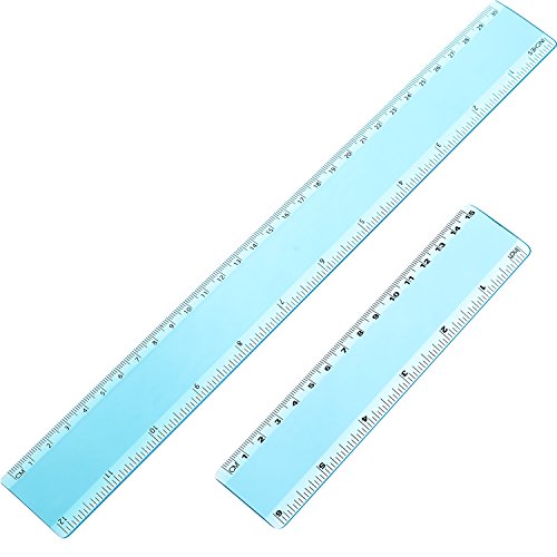 eBoot Plastic Ruler Straight Ruler Plastic Measuring Tool 12 Inches and 6 Inches, 2 Pieces (Blue)