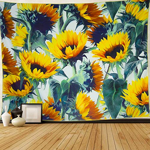 Book Cover Boho Wall Tapestry Yellow Sunflower Tapestry Wall hanging Mandala Tapestry for Bedroom, Christmas Gifts, 59