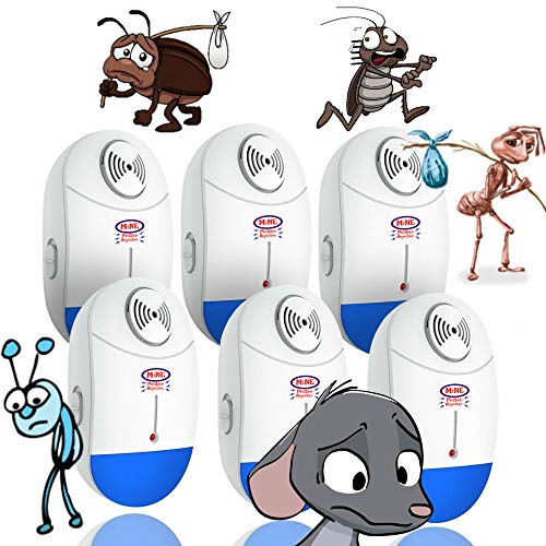 Ultrasonic Pest Repeller Indoor Pest Reject - Electronic & Ultrasound Repellent (6 Pack) Plug-in Fly Pest Control, Mosquito Repellent | No Mouse, Insects, Bugs, Ant, Animal, Rat, Roach, Rodents