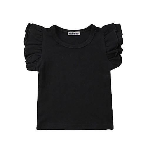 Mubineo Toddler Baby Girl Basic Plain Ruffle Sleeve Cotton T Shirts Tops Tee Clothes
