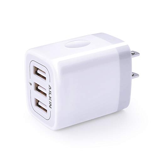 Book Cover USB Charger Cube, Wall Charger Plug, AILKIN 3.1A 3-Muti Port USB Adapter Power Plug Charging Station Box Base for iPhone 13 12 Pro Max Mini SE 11 Pro Max/X/8/7/6S, Samsung Phones USB Charging Block
