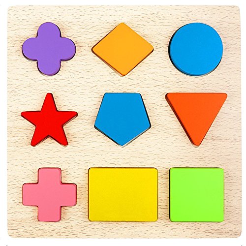 Lewo Wooden Preschool Shape Puzzles Geometric Sorting Games Early Development Educational Toys for Toddlers Boys Girls (Shapes Puzzle)