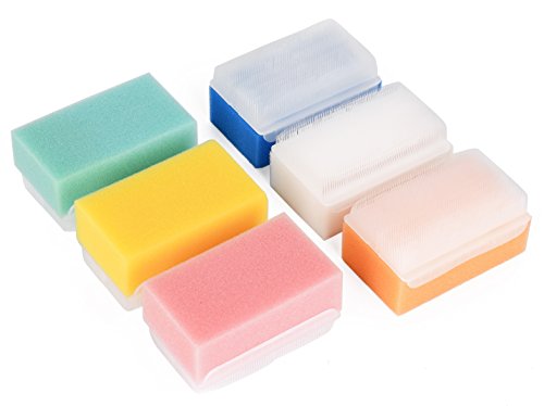 Special Supplies Baby Bath Sponges Soft Foam Sensory Scrubber with Cradle Cap Bristle Brush - Body, Hair, and Scalp Cleaning - Gentle on Infant, Toddler Sensitive Skin - Great Sensory Feel (6 Pack)