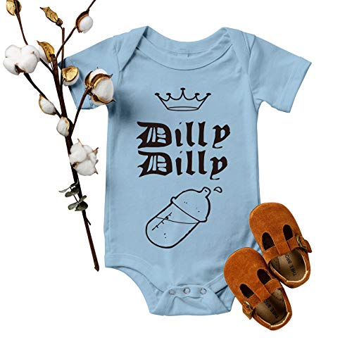 Dilly Dilly Drinking Funny Baby Onesie Newborn Bodysuit Super Soft Cotton Baby Short Sleeve Clothes(3m Blue dad17)