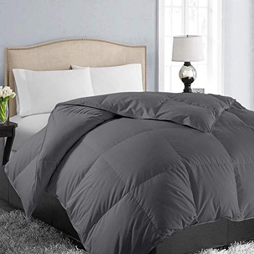 EASELAND All Season King Size Soft Quilted Down Alternative Comforter Hotel Collection Reversible Duvet Insert with Corner Tabs,Winter Warm Fluffy Hypoallergenic,Dark Grey,90 by 102 Inches
