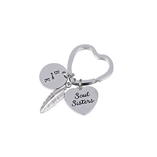 Soul Sisters Keychain,JINGRAYS Stainless Steel Best Friends Keychain Friendship Gift