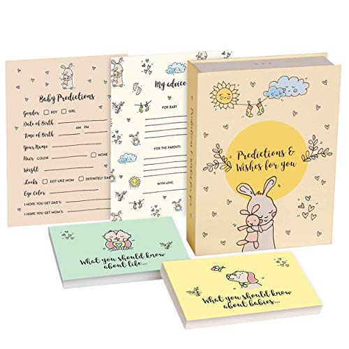 Book Cover MPFY- Baby Shower Advice Cards, Baby Shower Games, Pack of 100, Prediction Cards 50 Large, Advice Cards 50 Small, Baby Shower Favors, Boys, Girls, Parents, Baby Shower Decorations Neutral, BabyShower