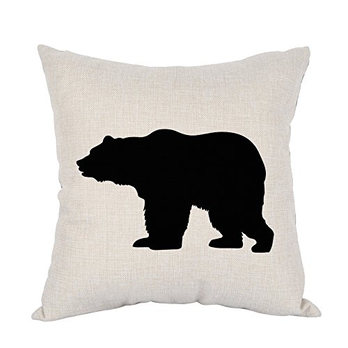 Book Cover Moslion Bear Pillow,Home Decorative Throw Pillow Cover Black Bear Cotton Linen Cushion for Couch/Sofa/Bedroom/Livingroom/Kitchen/Car 18 x 18 inch Square Pillow case