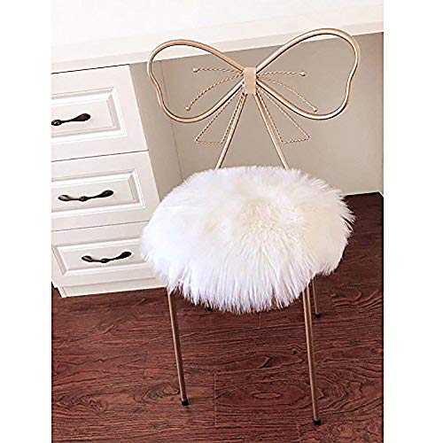 Book Cover LOCHAS Deluxe Super Soft Fluffy Shaggy Seat Cushion Faux Sheepskin Silky Rug for Floor Sofa Chair,Chair Cover Seat Pad Couch Pad Area Carpet, 1.2ft x 1.2ft,White