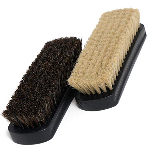 7" Horsehair Shoe Brushes (2pcs) – 2 Color Hair Made for Light & Dark Shoes or Boots