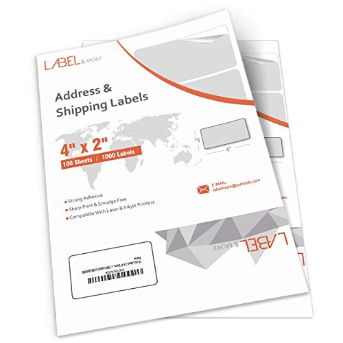 10 Up-100 Sheets Shpping Address Labels for Laser Inkjet Printer, 2 X 4 '' Address Mailing Labels-White Blank-Total 1000 Labels by LABEL&MORE