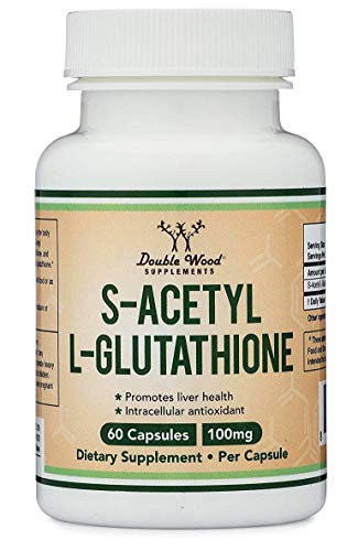 S-Acetyl L-Glutathione Capsules - 100mg, Made and Tested in The USA, 60 Count (Acetylated Glutathione) by Double Wood Supplements