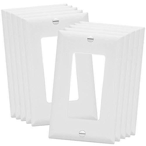 TOPGREENER Decorator Switch/Receptacle Outlet Wall Plate, Size 1-Gang 4.50" x 2.76", Polycarbonate Thermoplastic, TG8831-WTP, White (10 Pack)