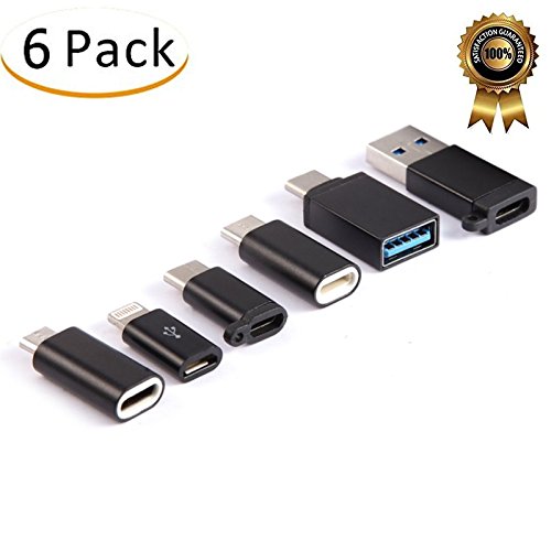 USB Type C Adapter,Micro USB to USB C Adapter,USB Type C to USB-A, USB C to USB 3.0 Adapter,for iphone8 MacBook Samsung S9 S8 Plus Google Pixel 2 XL and more-6Pack Black