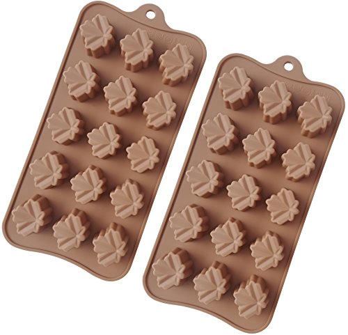 TYH Supplies Set of 2 Maple Leaf Silicone Candy Mold Trays for Chocolate Gummies Ice Soap Butter Brownies Cupcake