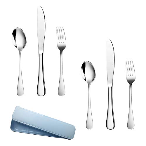 Silverware Set - 6 Piece Cutlery Set Serve for 2, Healthy Flatware Set Stainless Steel Utensils Mirror Polishing Forks Spoons Knives Set, Dishwasher Safe and Easy Washing