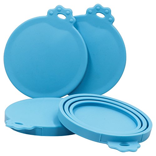 Can Cover Lids (4 Pack) - TWZ Universal Silicone Blue Food Can Covers for Multiple Sizes, BPA Free and Dishwasher Safe