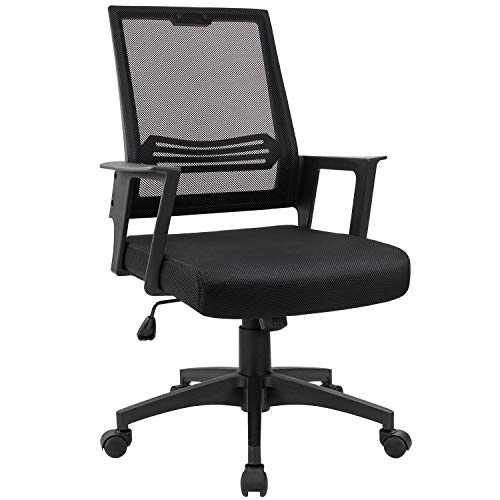 Book Cover Devoko Mid Back Mesh Desk Chair Height Adjustable with Armrest Swivel Office Chair Lumbar Support Computer Chair (Black)