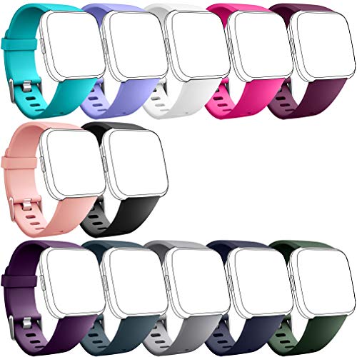 Hamile Replacement Bands (12 Pack) Compatible for Fitbit Versa/Versa 2/Lite/SE, Classic Soft Watch Band Straps Wristbands for Fitbit Versa/Lite & Special Edition Smartwatch, for Women Men, Small