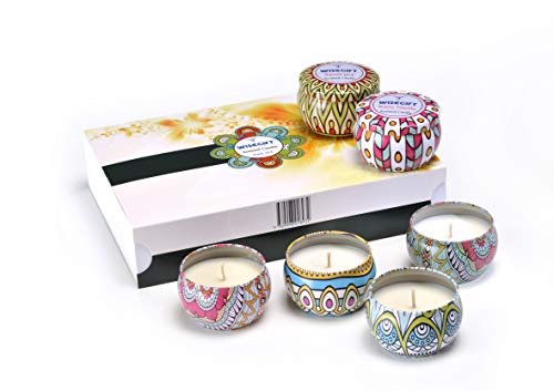 Book Cover Wisegift Scented Candles Gift Set of 6, 100% Natural Soy Wax Portable Travel Tin, or Use for Weddings Party Birthdays Anniversary, Valentines Day, Aromatherapy, Stress Relief Candles.