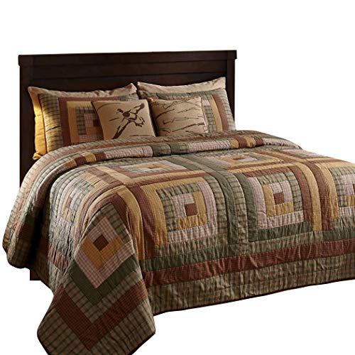Book Cover The BitLoom Co. Rustic & Lodge Quilts, Tallmadge Log Cabin 3 Piece Quilt Set, Queen