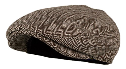 Wonderful Fashion Men's Classic Herringbone Tweed Wool Blend Newsboy Ivy Hat (Large/X-Large, Charcoal)
