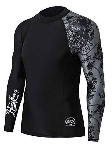HUGE SPORTS Men's Splice UV Sun Protection UPF 50+ Skins Rash Guard Long Sleeves
