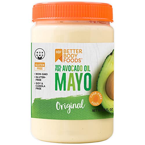 Book Cover BetterBody Foods Avocado Oil Mayonnaise, Non-GMO Mayo Spread Made with Cage-Free Eggs, Paleo (28 Ounces)