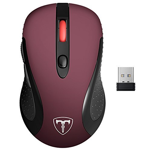 Book Cover VicTsing 2.4G Wireless Mouse Wireless Optical Laptop Mouse with USB Nano Receiver, 6 Buttons,5 Adjustable DPI Levels,15 Months Battery Life- Wine Red
