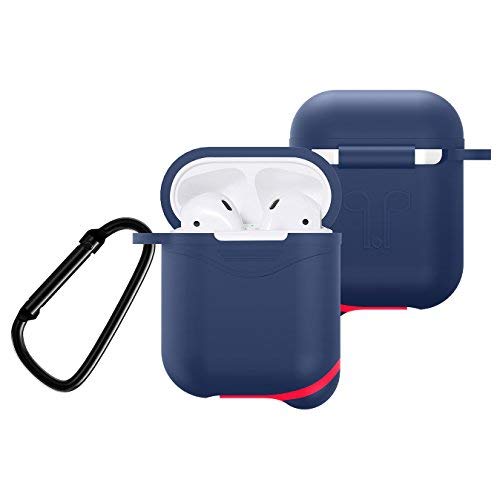 Silicone Cover for Apple AirPods 2/1 Charging Case, Crash Scratch Resistant Silicon Skin with Keychain for Air Pods Earbuds Case (Blue)