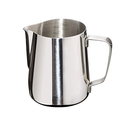 Joytata Milk Frothing Pitcher 20oz Stainless Steel Cup Perfect for Latte Art Steam Pitchers,Stainless Steel Milk Frother Pitcher Cup Steaming Pitcher 600ml With Measurement Scale