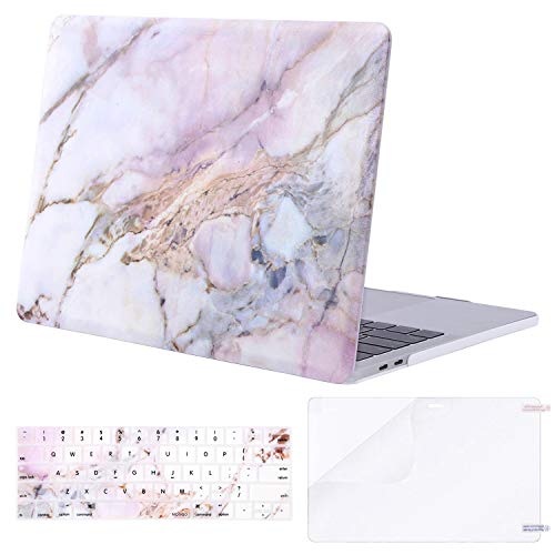 MOSISO MacBook Pro 13 inch Case 2019 2018 2017 2016 Release A2159 A1989 A1706 A1708, Plastic Pattern Hard Shell & Keyboard Cover & Screen Protector Compatible with MacBook Pro 13, Colorful Marble