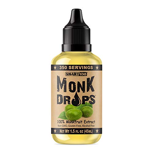 Monk Drops - 100% Monkfruit Liquid Sweetener, Zero Glycemic, Zero Calories, Zero Sugar, No Added Water, Concentrated Monk Fruit (350 Servings), 1.5 Fl Oz (Pack of 1)