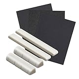 Blisstime 2 Sets of Bone Saddle and Nut 3 pcs Sand Paper For Ukulele Made of Real Bone