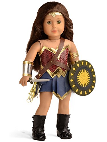 Book Cover sweet dolly Doll Clothes Wonder Girl Princess Diana Costume for 18 Inch American Girl Dolls (Shield+Sword+Costume)