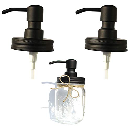 Book Cover The Southern Jarring Co. Black Stainless Steel Mason Jar Liquid Soap Dispenser Lids - Rustproof - Modern Farmhouse Soap Pumps for Kitchen and Bathroom (2-Pack)
