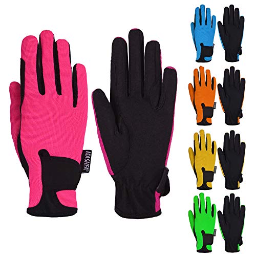 Kids Horse Riding Gloves Children Equestrian Horseback Winter Biking Bike Gardening Ski Snow Cycling Boys & Girls Mittens Pony Youth Outdoor Mitts (Pink, Age 8-10 Years)