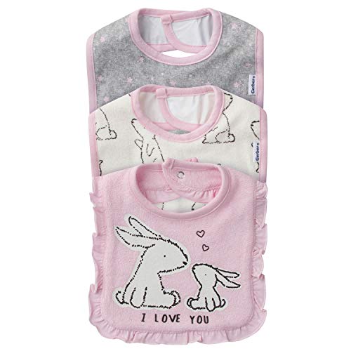 Gerber Baby Girls' 3-Pack Dribbler Bib, Princess Crown, One Size