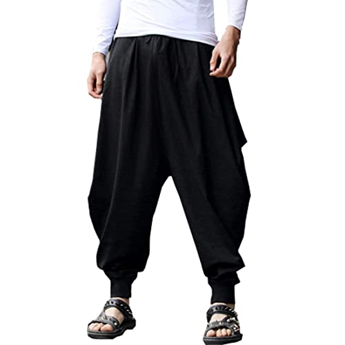 ellazhu Men's Elastic Waist Harem Pants Sweaterpants Yoga Trousers Baggy Joggers GYM22 A