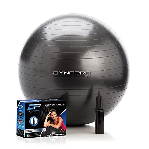 DYNAPRO Exercise Ball – Extra Thick Eco-Friendly & Anti-Burst Material Supports over 2200lbs, Stability Ball for Home, Yoga, Gym Ball, Birthing Ball, Physio Ball, Swiss Ball, Physical Therapy or Pregnancy